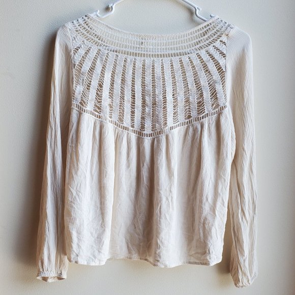 Aeropostale Ivory Crochet Lace Blouse Size Small - Picture 14 of 14